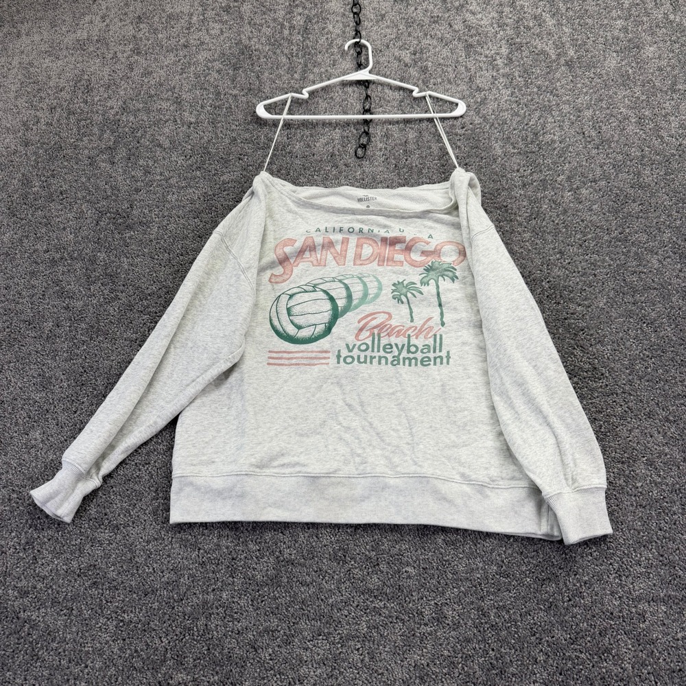 Hollister Sweatshirt Womens L Gray San Diego Beach Volleyball Tournament